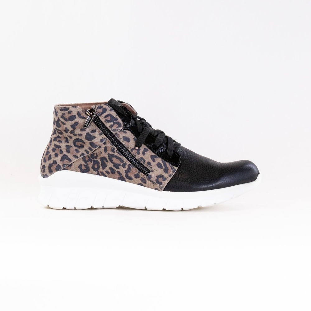 Naot Polaris Soft Black Cheetah Leopard Print Suede High Top Sneakers Size 39‎